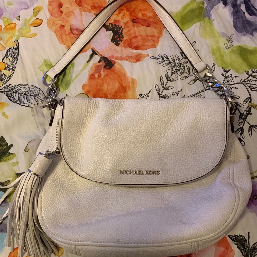 Michael Kors White Leather w/ Fringe Handbag